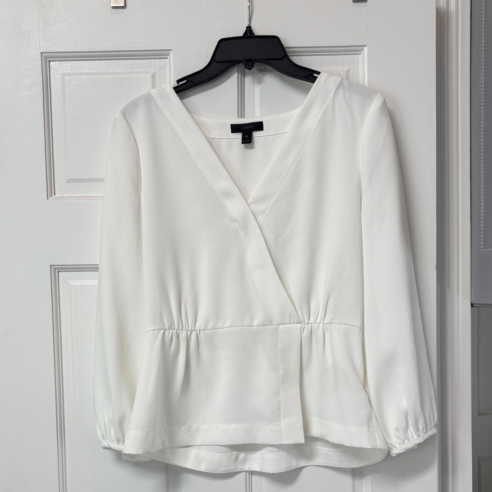J. Crew Classic Cream Wrap Blouse